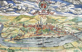 Trier 1548. Stadtansicht von Sebastian Münster. Foto: Stadtarchiv, Anja Runkel.