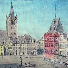 Zeichnung des Hauptmarkts von Trier