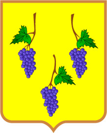 Das Wappen von Isjum zeigt drei blaue Weinreben.