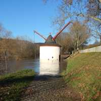 Alter Kran während des Hochwassers im Februar 2020, Archiv städtische Denkmalpflege